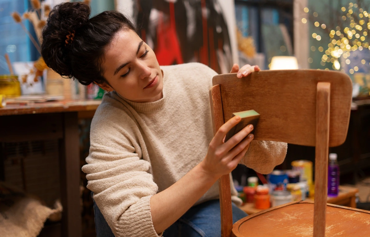 як обрати хобі для дорослих: жінка реставрує меблі