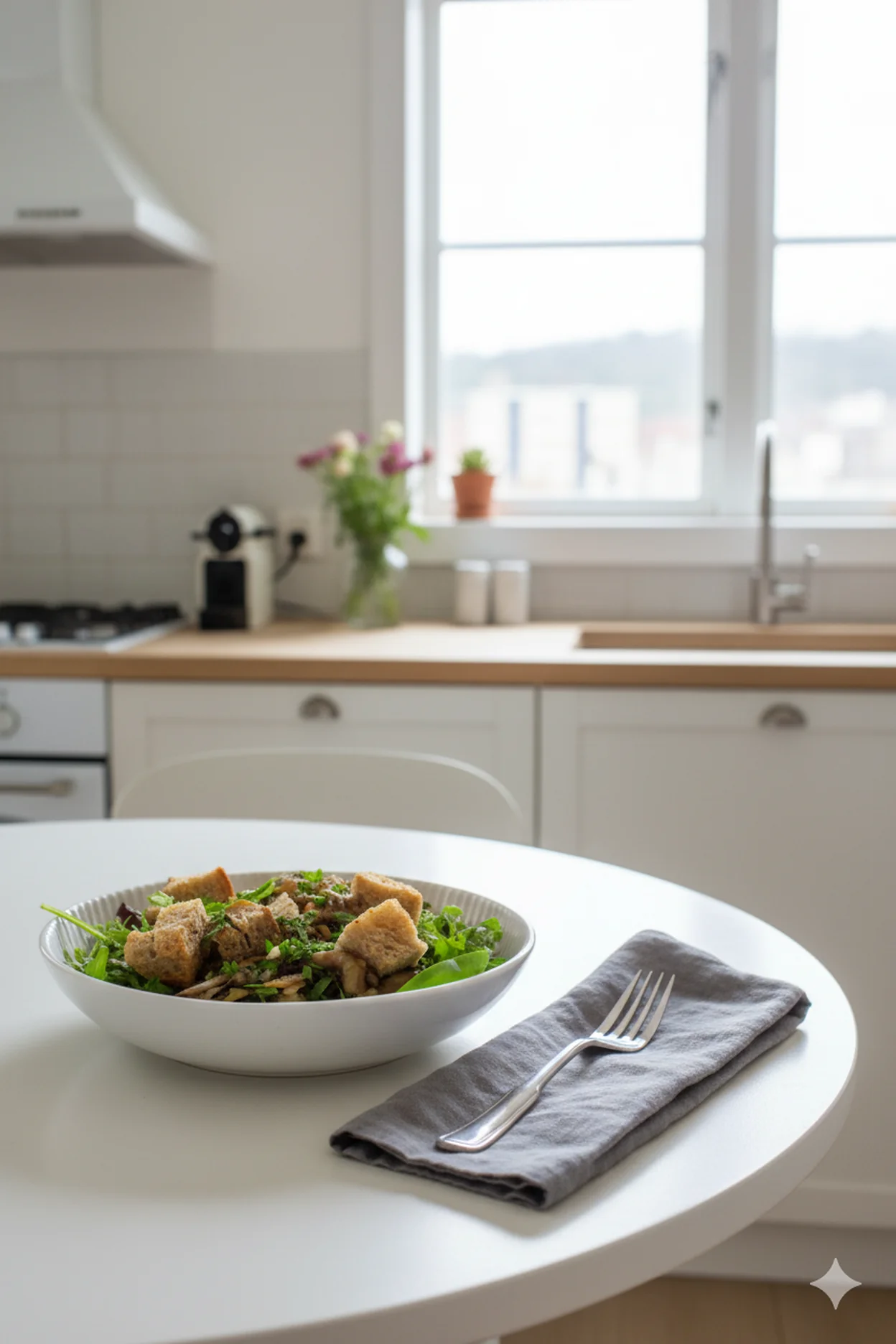 Салат із грибами та тхінною заправкою